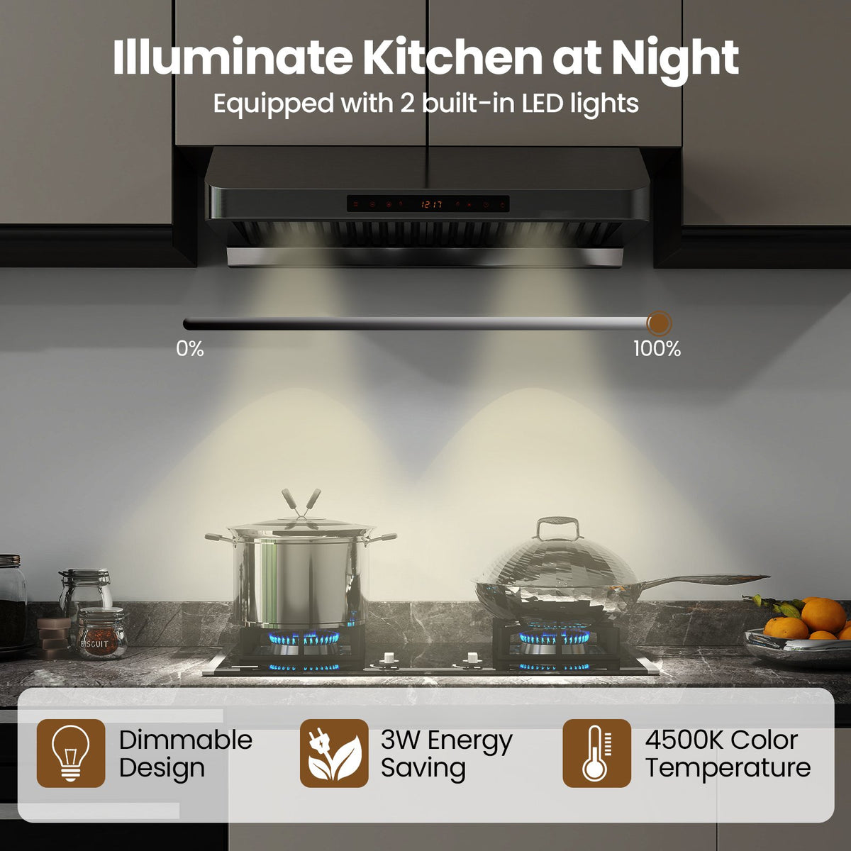 30 Inch Under Cabinet Range Hood with Oil Collector 900 CFM Stainless Steel Kitchen Vent-Silver view 8