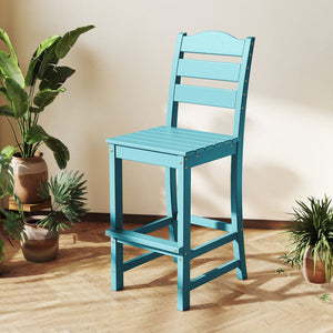 30 Inches Counter Height HDPE Bar Stool with Backrest and Footrest-Turquoise view 7