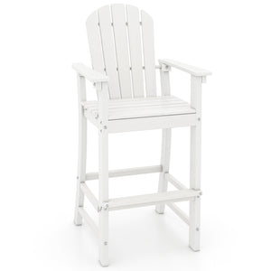 30 Inches Counter Height Outdoor HDPE Bar Stool with Armrests and Footrest-White
