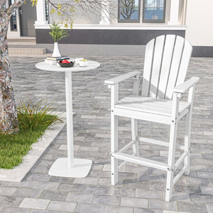 30 Inches Counter Height Outdoor HDPE Bar Stool with Armrests and Footrest-White view 3