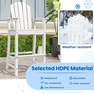 30 Inches Counter Height Outdoor HDPE Bar Stool with Armrests and Footrest-White view 5