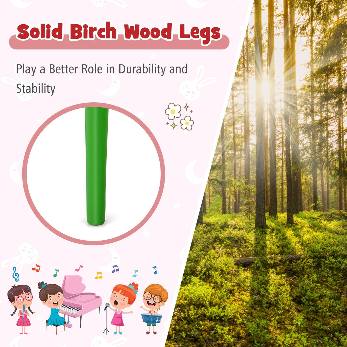 30-Key Wood Toy Kids Grand Piano with Bench and Music Rack-Multicolor view 6