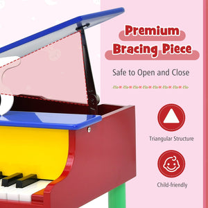 30-Key Wood Toy Kids Grand Piano with Bench and Music Rack-Multicolor view 8