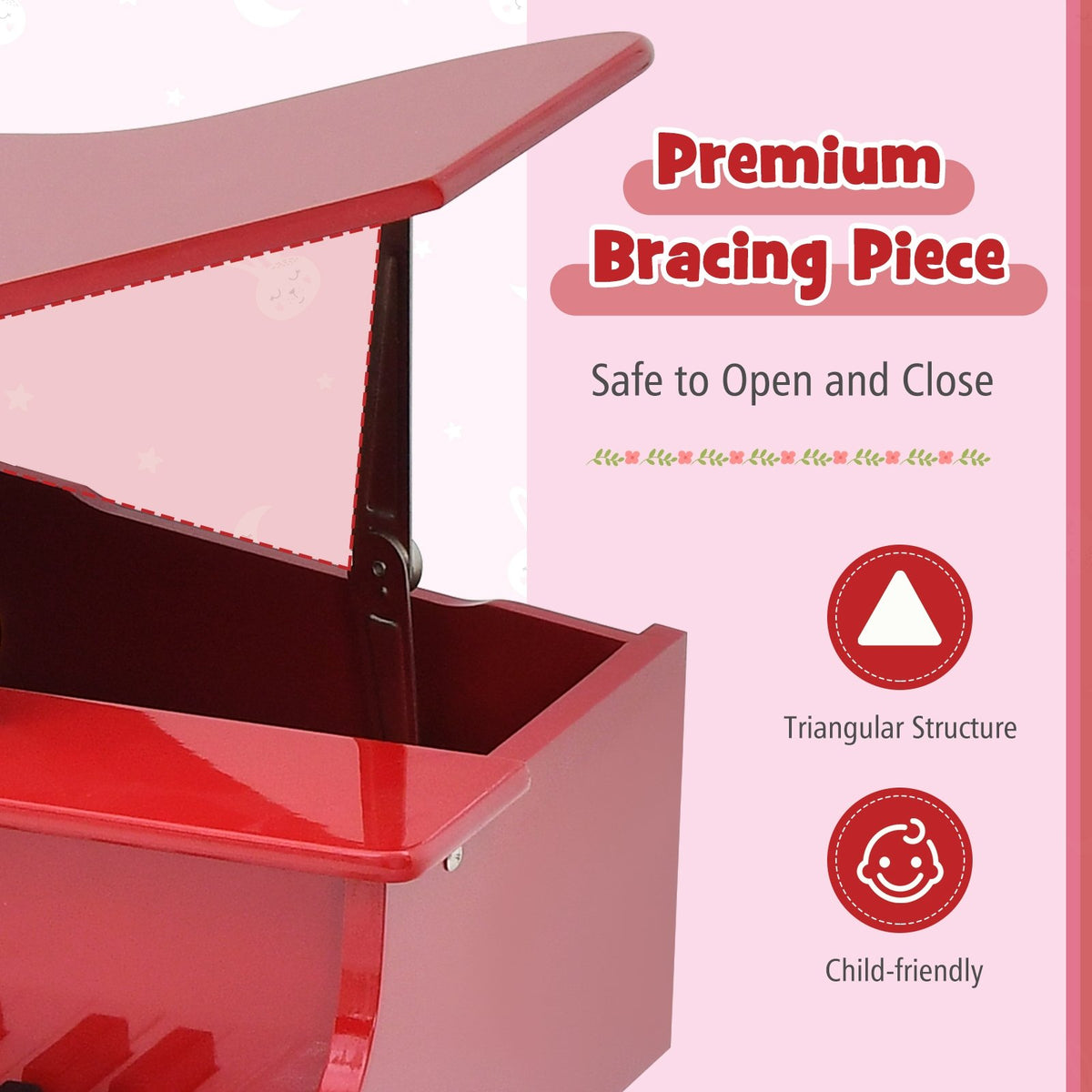 30-Key Wood Toy Kids Grand Piano with Bench and Music Rack-Red view 8