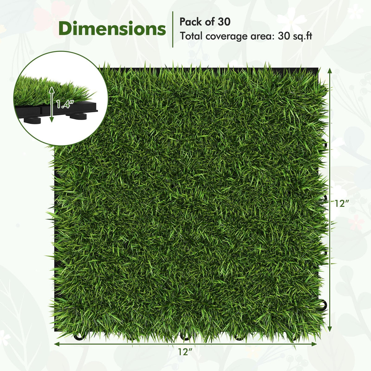 30 PCS Interlocking Artificial Grass Tiles view 4