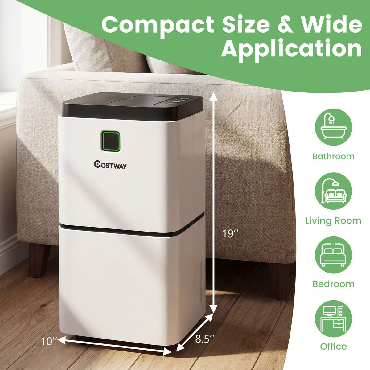 30 Pints 1500 Sq. ft Dehumidifier for Medium to Large Room with Indicator view 3