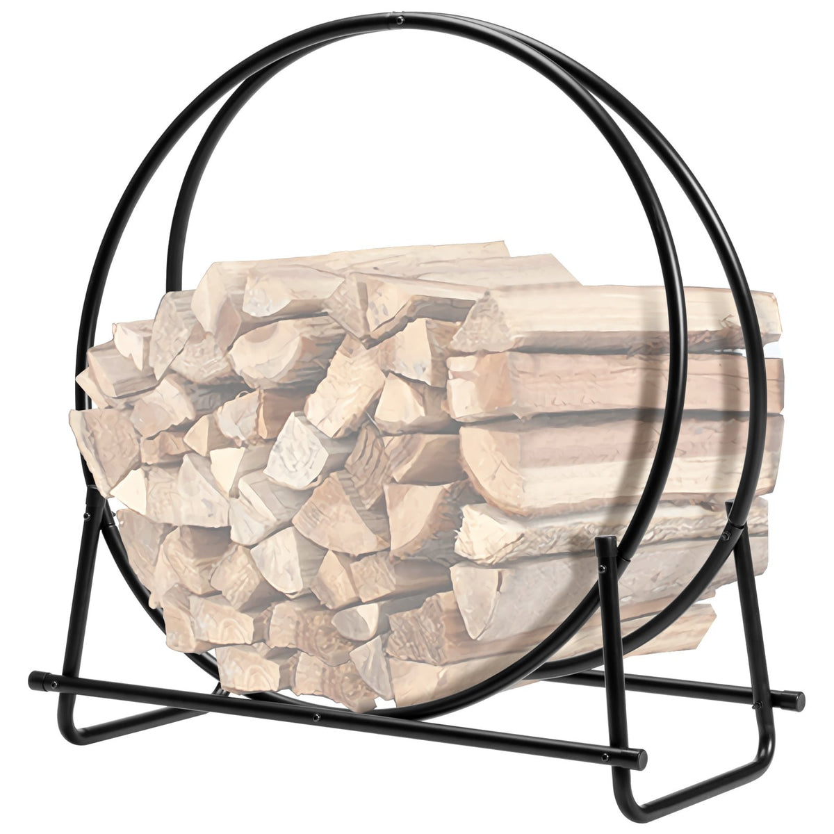 30-Inch Tubular Steel Log Hoop Firewood Storage Rack view 4