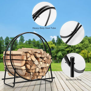 30-Inch Tubular Steel Log Hoop Firewood Storage Rack view 7
