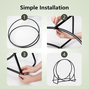 30-Inch Tubular Steel Log Hoop Firewood Storage Rack view 8