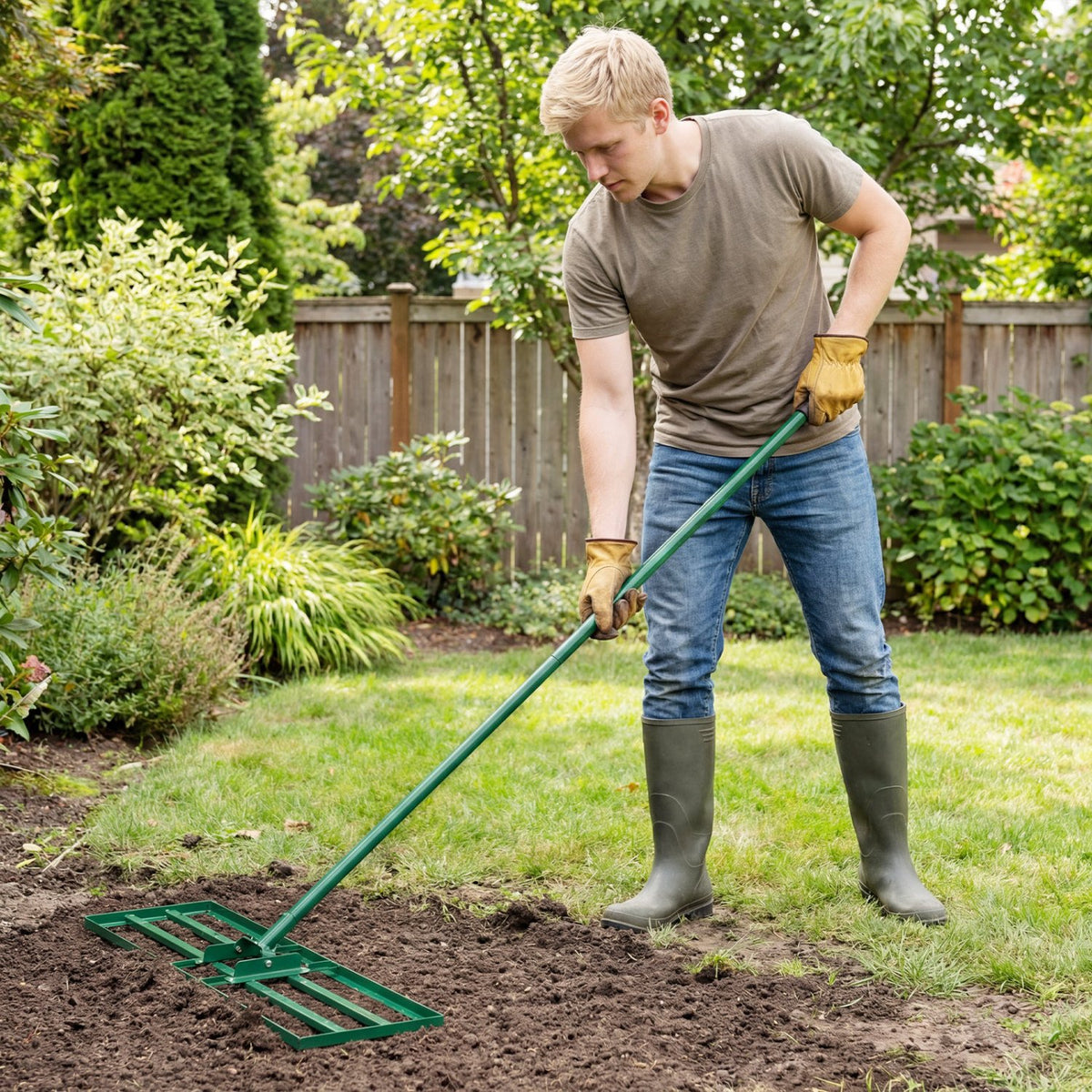 30 x 10 Inch Heavy Duty Lawn Level Tool with 69 Inch Handle-Green view 3