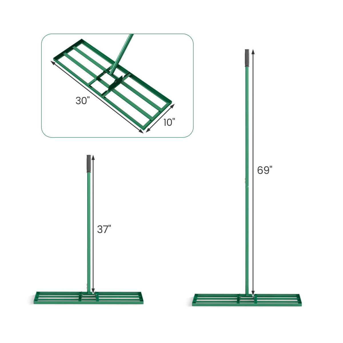 30 x 10 Inch Heavy Duty Lawn Level Tool with 69 Inch Handle-Green view 5