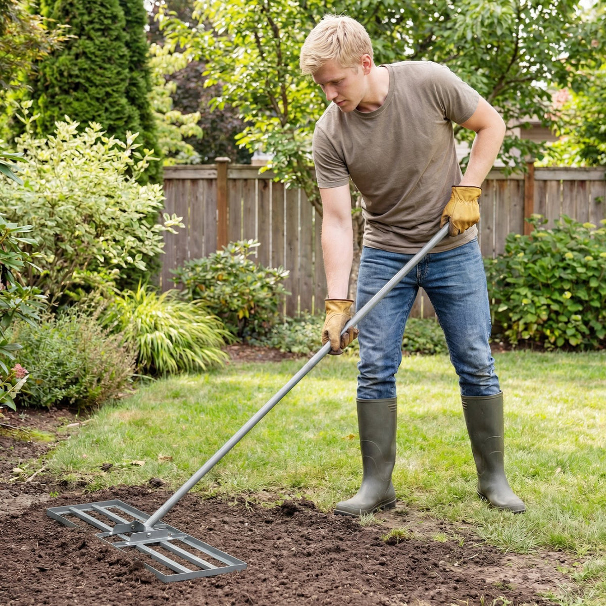 30 x 10 Inch Heavy Duty Lawn Level Tool with 69 Inch Handle-Silver view 3