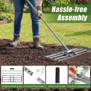 30 x 10 Inch Heavy Duty Lawn Level Tool with 69 Inch Handle-Silver view 8