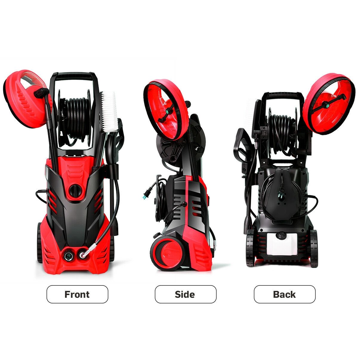3000 PSI Electric High Pressure Washer With Patio Cleaner-Red view 2