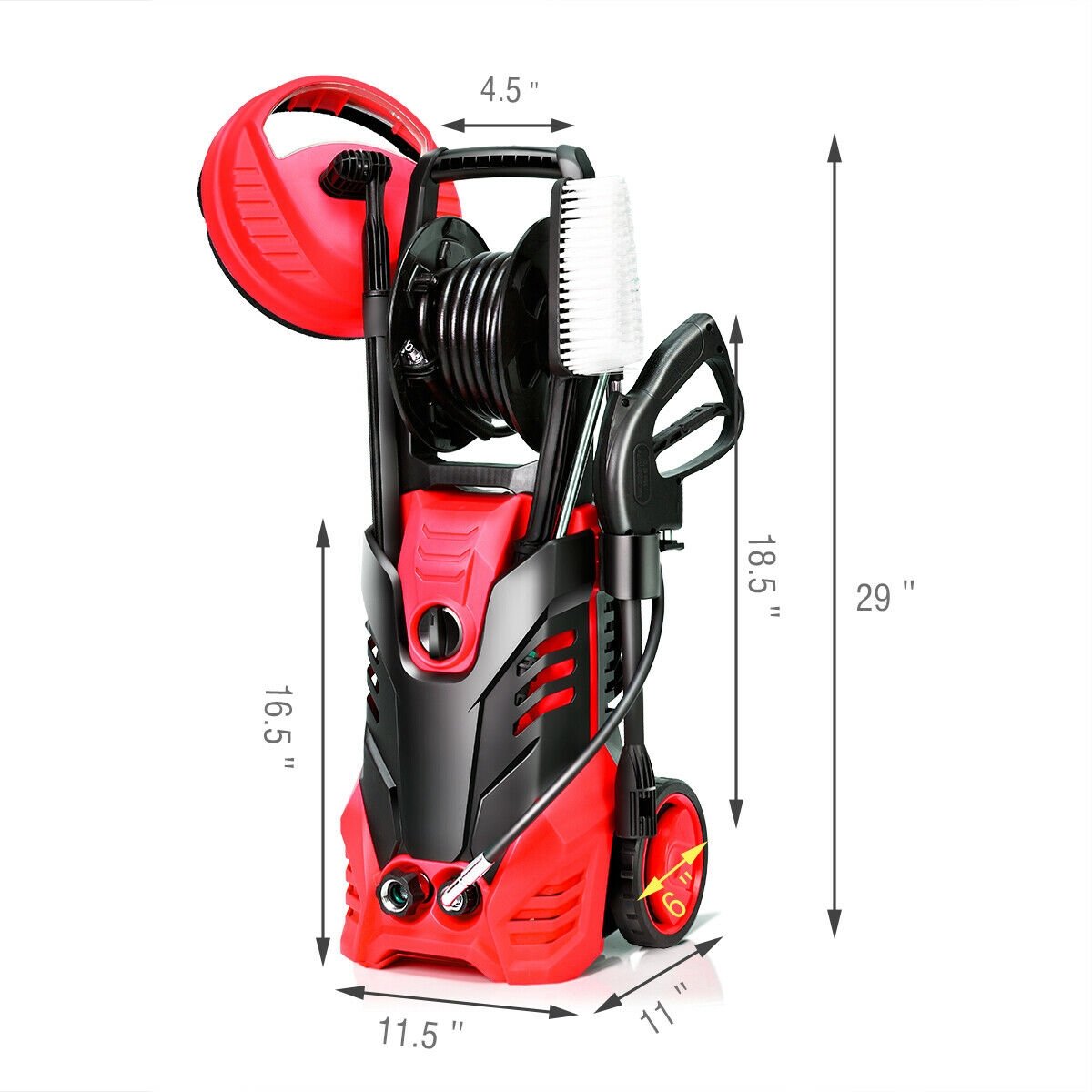 3000 PSI Electric High Pressure Washer With Patio Cleaner-Red view 4