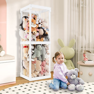 300L Large Stuffed Animal Storage with Open Top and Elastic Cords-White view 2