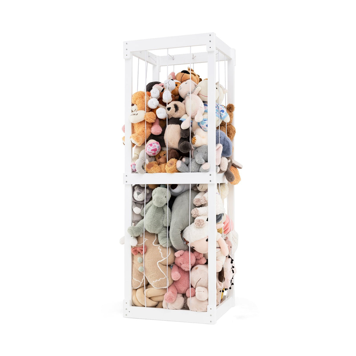 300L Large Stuffed Animal Storage with Open Top and Elastic Cords-White view 4