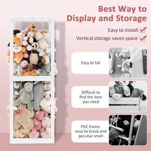 300L Large Stuffed Animal Storage with Open Top and Elastic Cords-White view 8