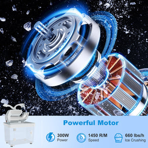 300W Commercial Ice Crusher with Dual Blades and Safety Switch-Gray view 4