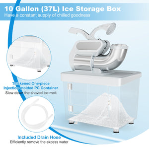 300W Commercial Ice Crusher with Dual Blades and Safety Switch-Gray view 7