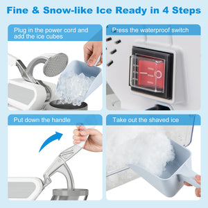 300W Commercial Ice Crusher with Dual Blades and Safety Switch-White view 8
