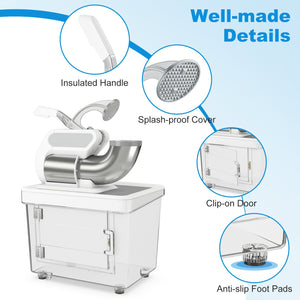 300W Commercial Ice Crusher with Dual Blades and Safety Switch-White view 9