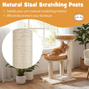 30-Inch Cat Tower with 2 Rattan Cat Baskets for Indoor Kittens-Beige view 8