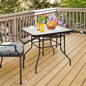 32 Inch Patio Tempered Glass Steel Frame Square Table view 3