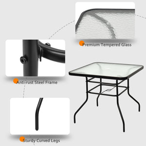 32 Inch Patio Tempered Glass Steel Frame Square Table view 9