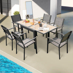 31.5-63 Inches Extendable Patio Table for 4-6 People-Natural view 3