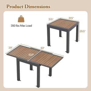 31.5-63 Inches Extendable Patio Table for 4-6 People-Natural view 5