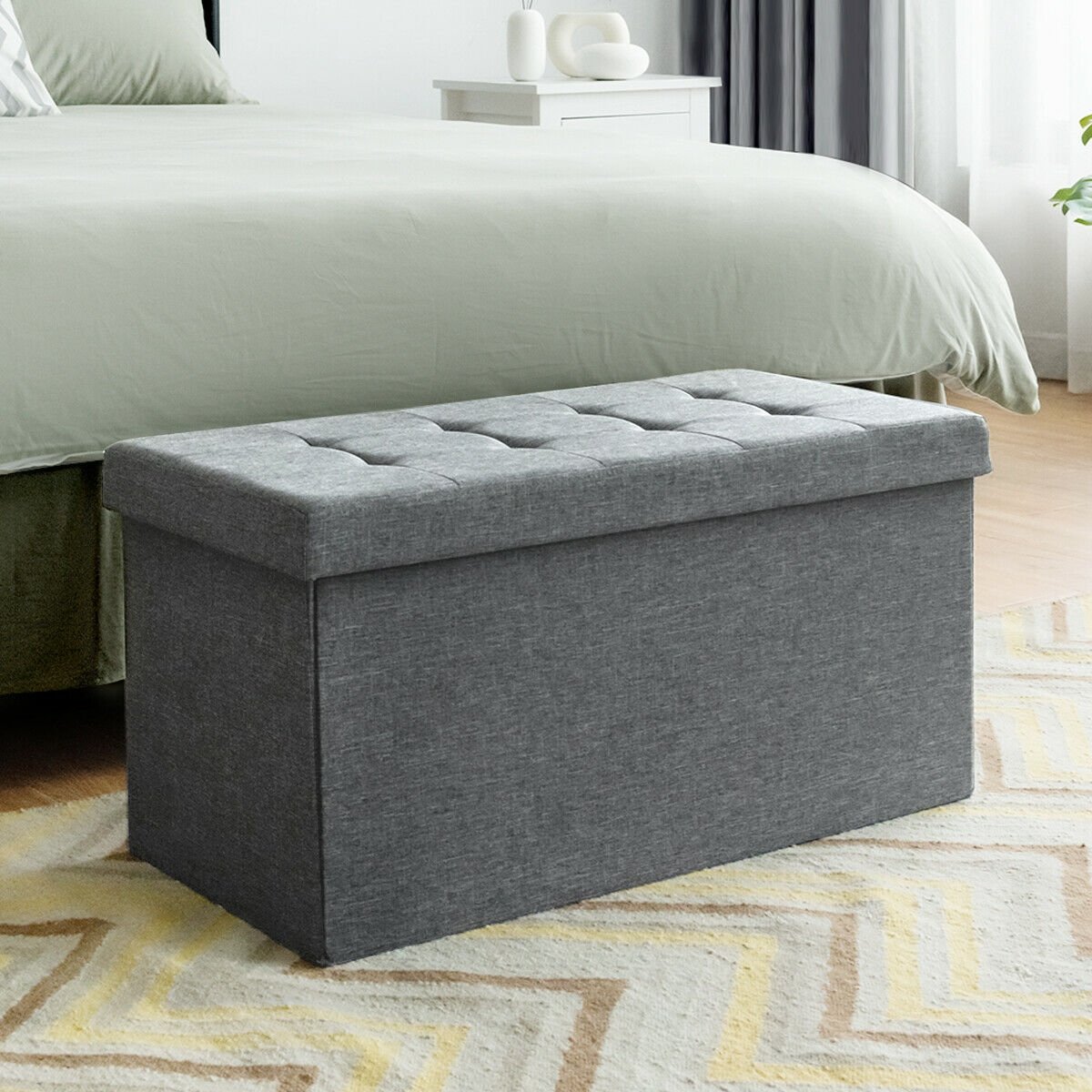 31.5 Inch Fabric Foldable Storage with Removable Storage Bin-Light Gray view 2