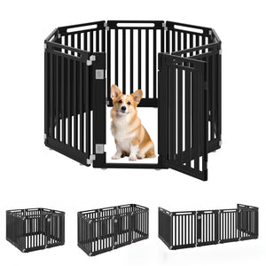 31.5 inches Height Indoor Outdoor Dog Playpen with 8 Panels-Black