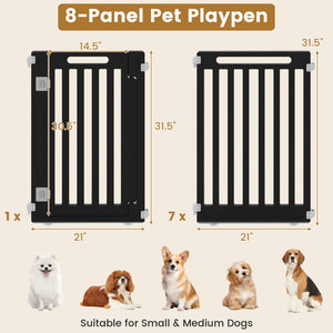 31.5 inches Height Indoor Outdoor Dog Playpen with 8 Panels-Black view 5