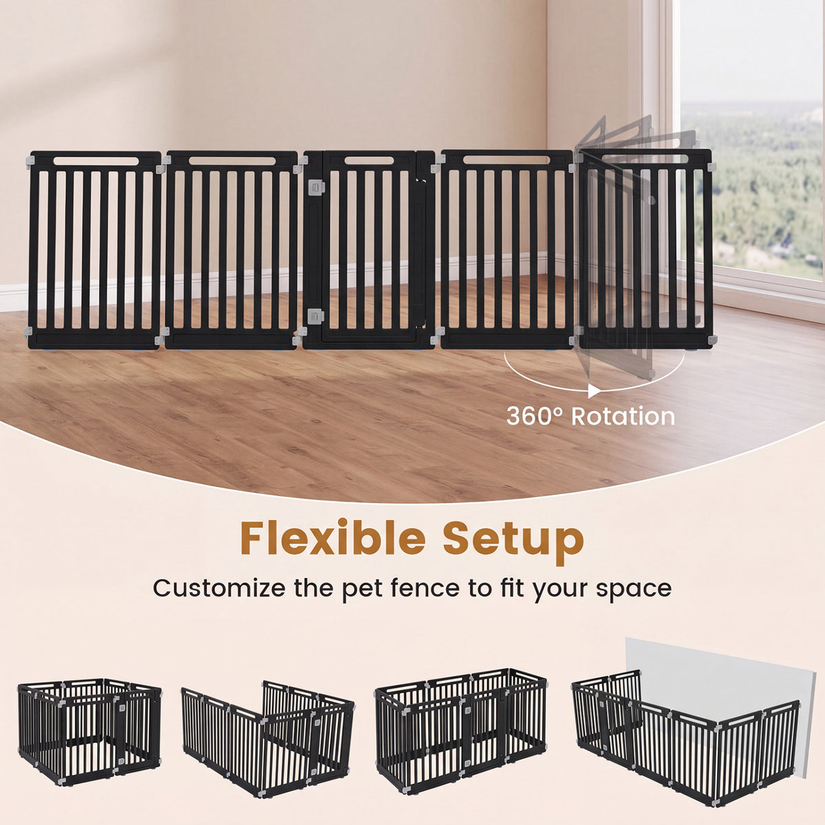31.5 inches Height Indoor Outdoor Dog Playpen with 8 Panels-Black view 7