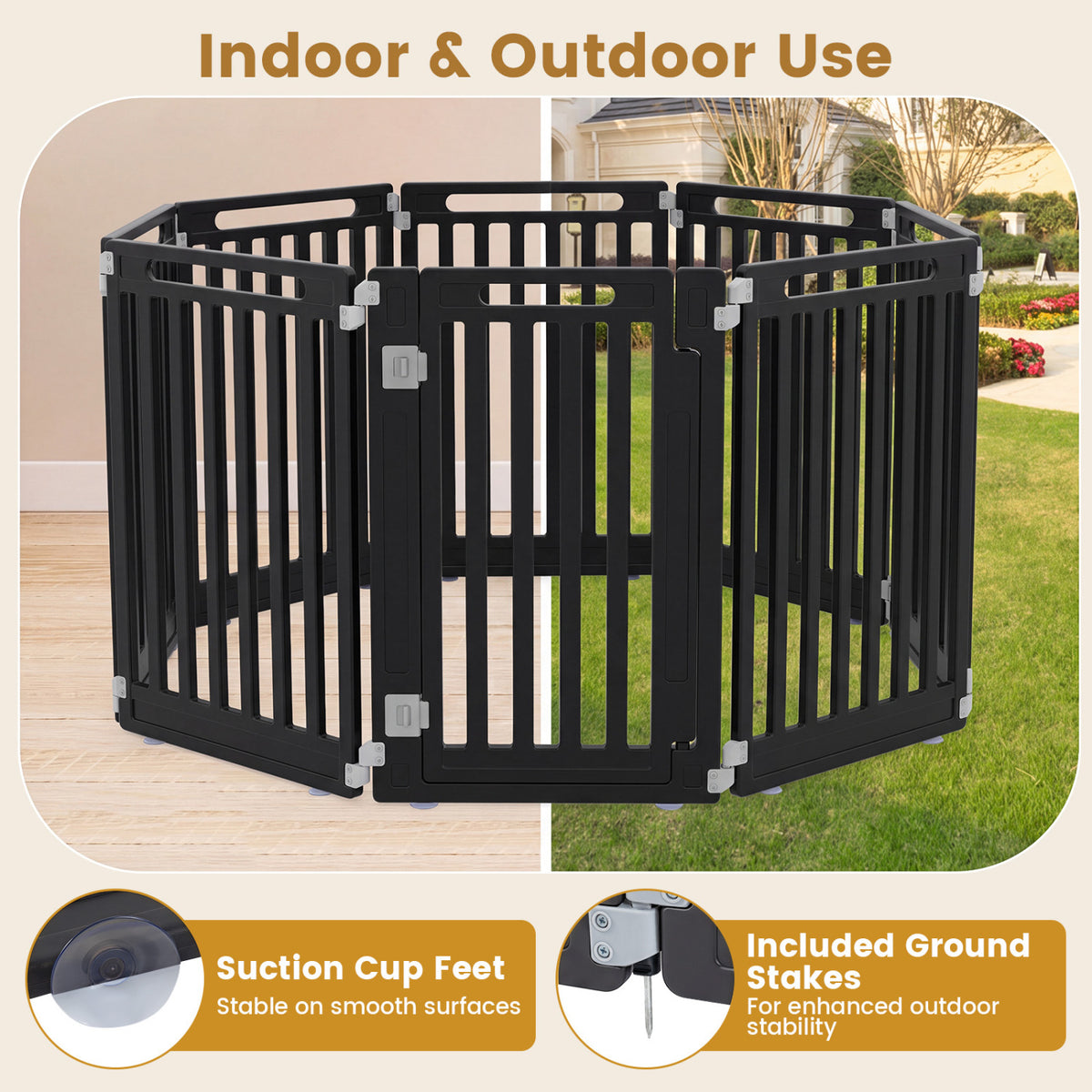 31.5 inches Height Indoor Outdoor Dog Playpen with 8 Panels-Black view 8