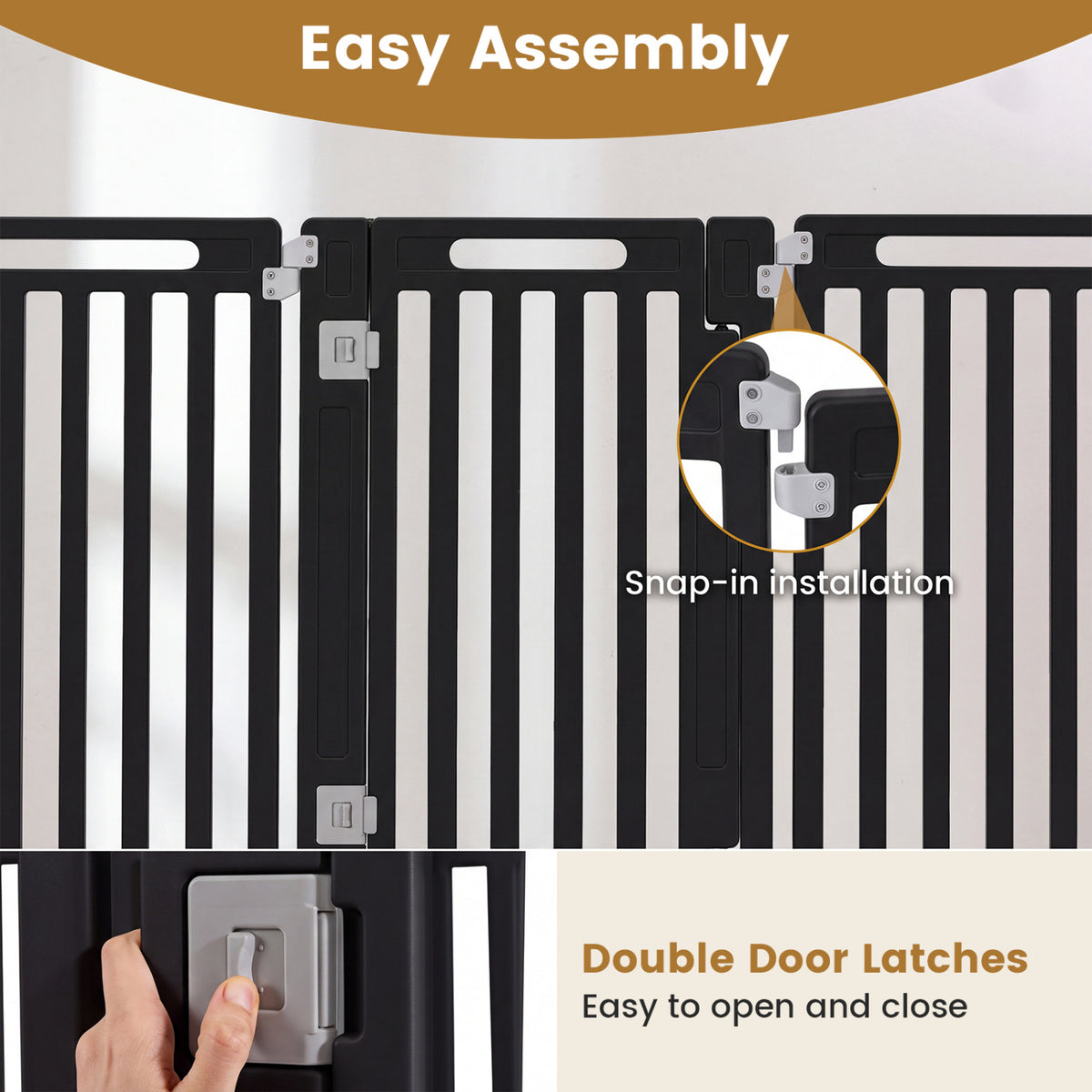 31.5 inches Height Indoor Outdoor Dog Playpen with 8 Panels-Black view 9