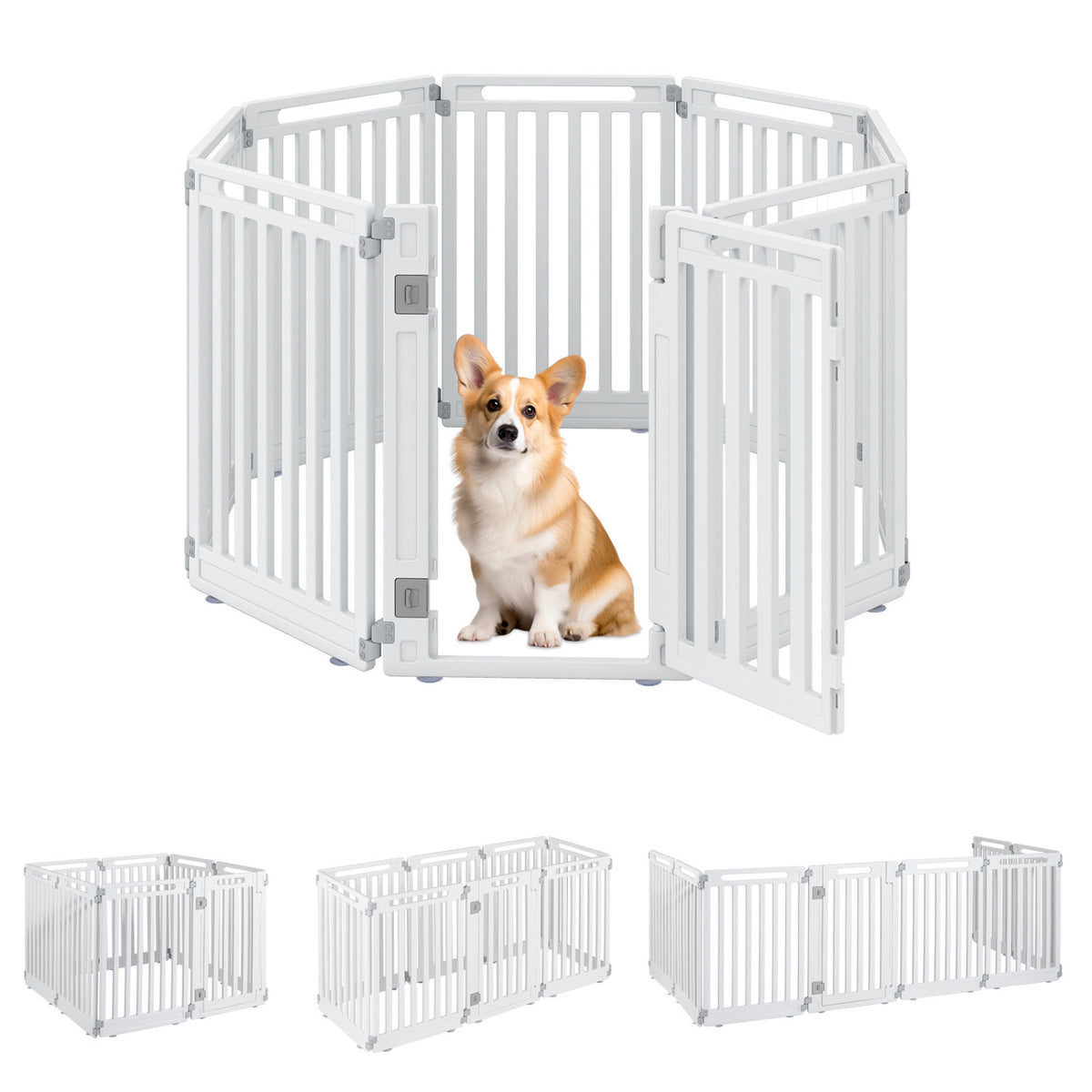 31.5 inches Height Indoor Outdoor Dog Playpen with 8 Panels-White