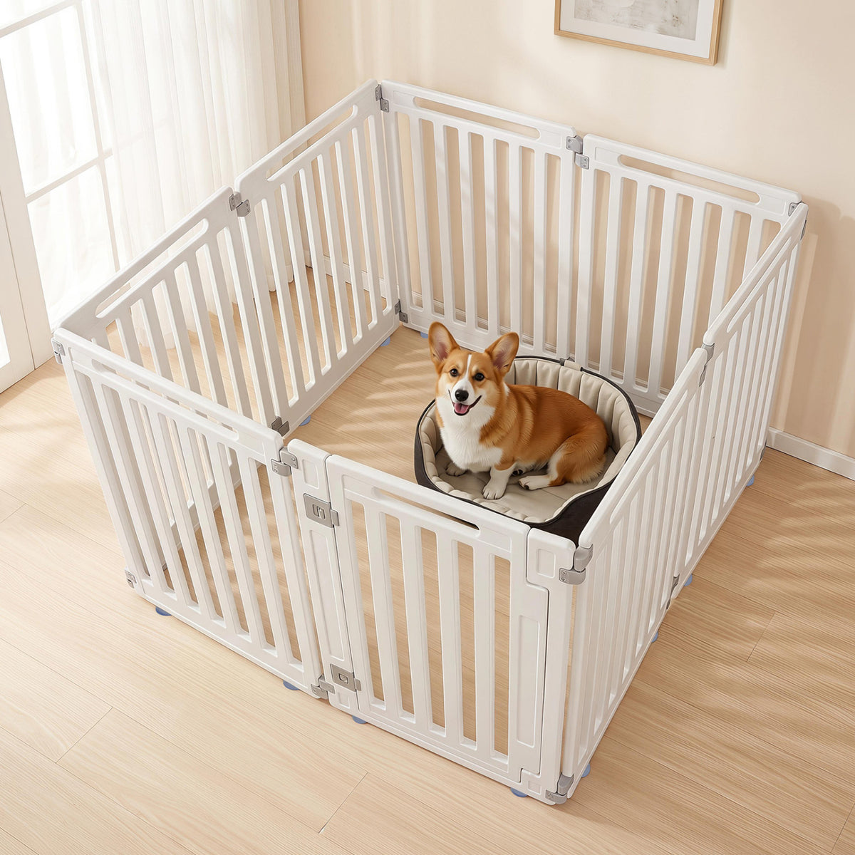 31.5 inches Height Indoor Outdoor Dog Playpen with 8 Panels-White view 2