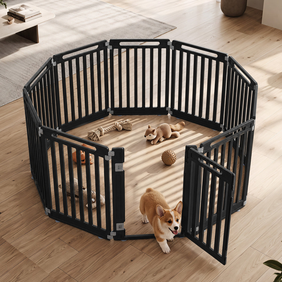 31.5 inches Height Indoor Outdoor Dog Playpen with 10 Panels-Black view 2