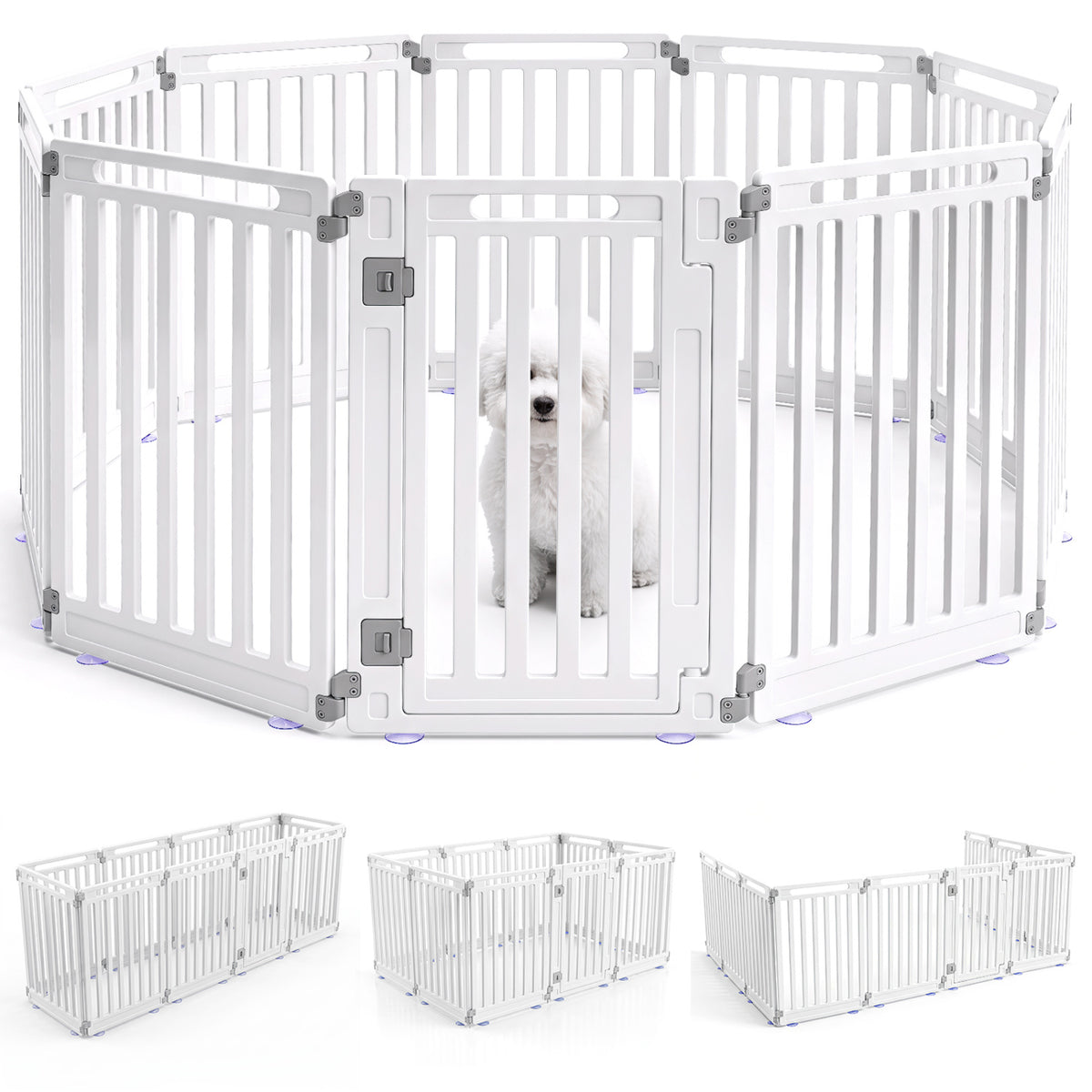 31.5 inches Height Indoor Outdoor Dog Playpen with 10 Panels-White