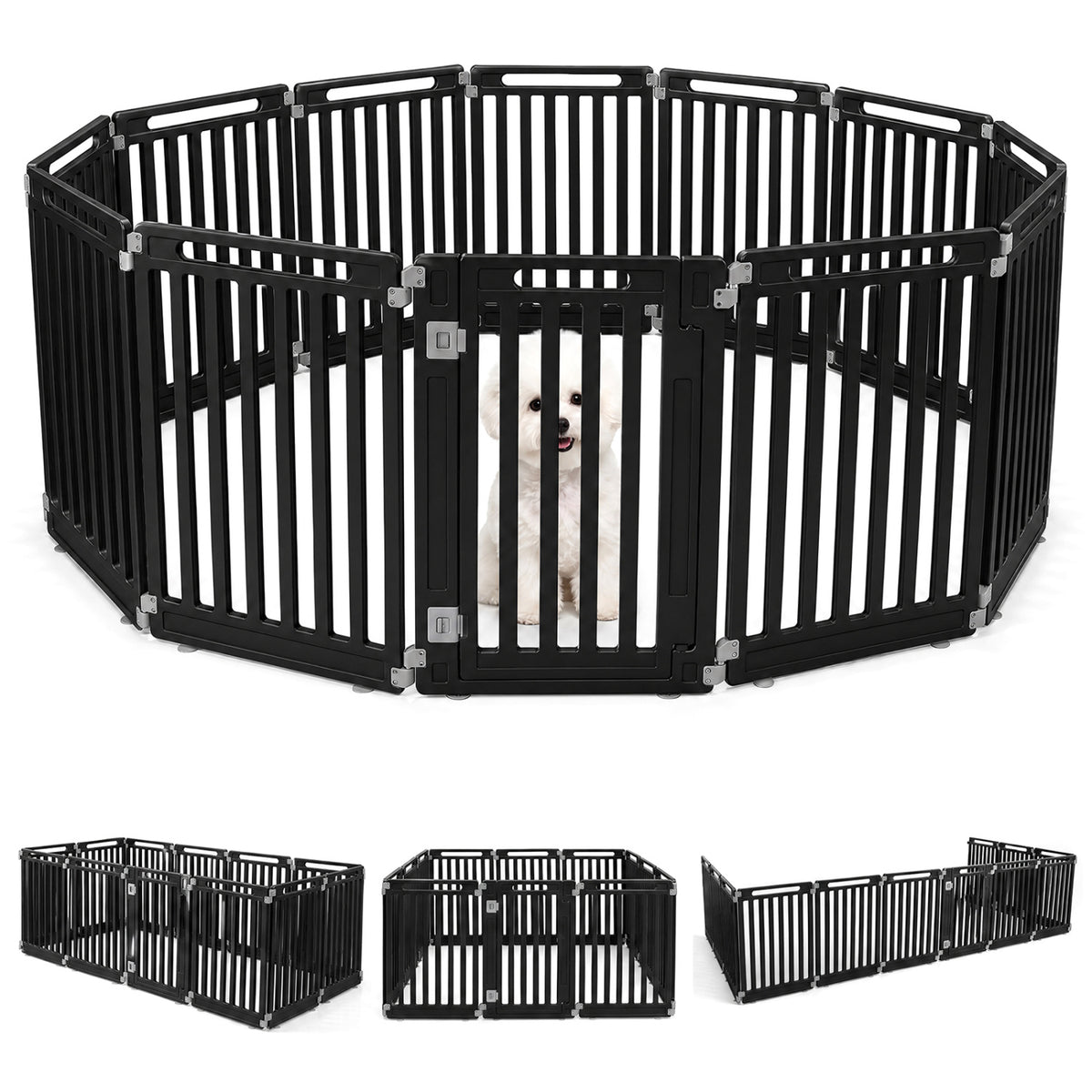 31.5 inches Height Indoor Outdoor Dog Playpen with 12 Panels-Black