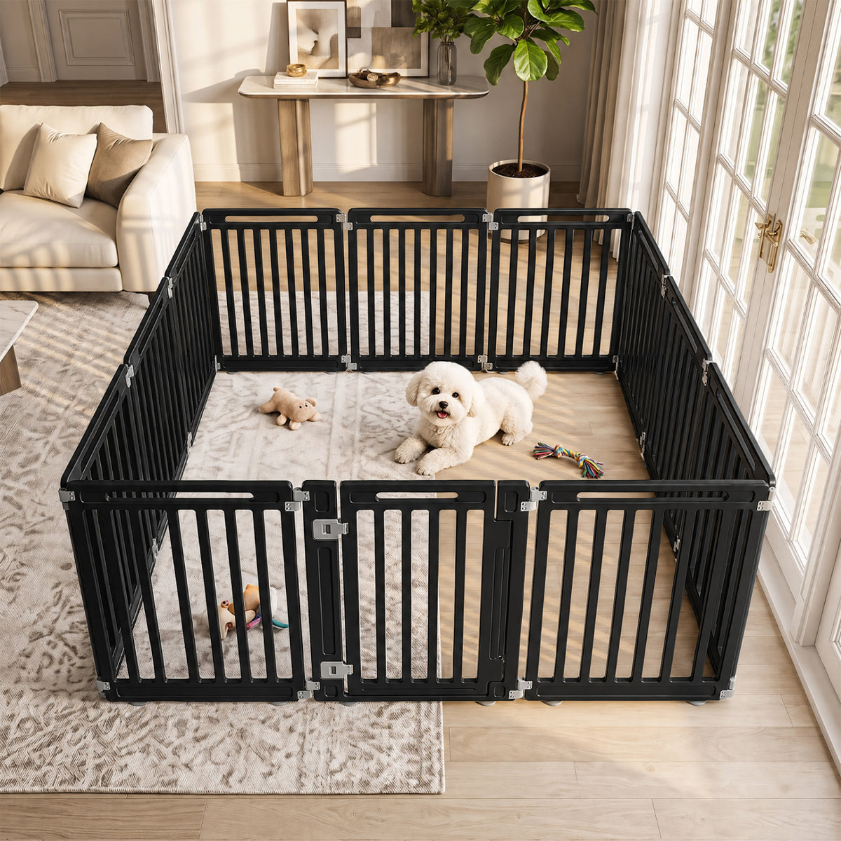 31.5 inches Height Indoor Outdoor Dog Playpen with 12 Panels-Black view 2