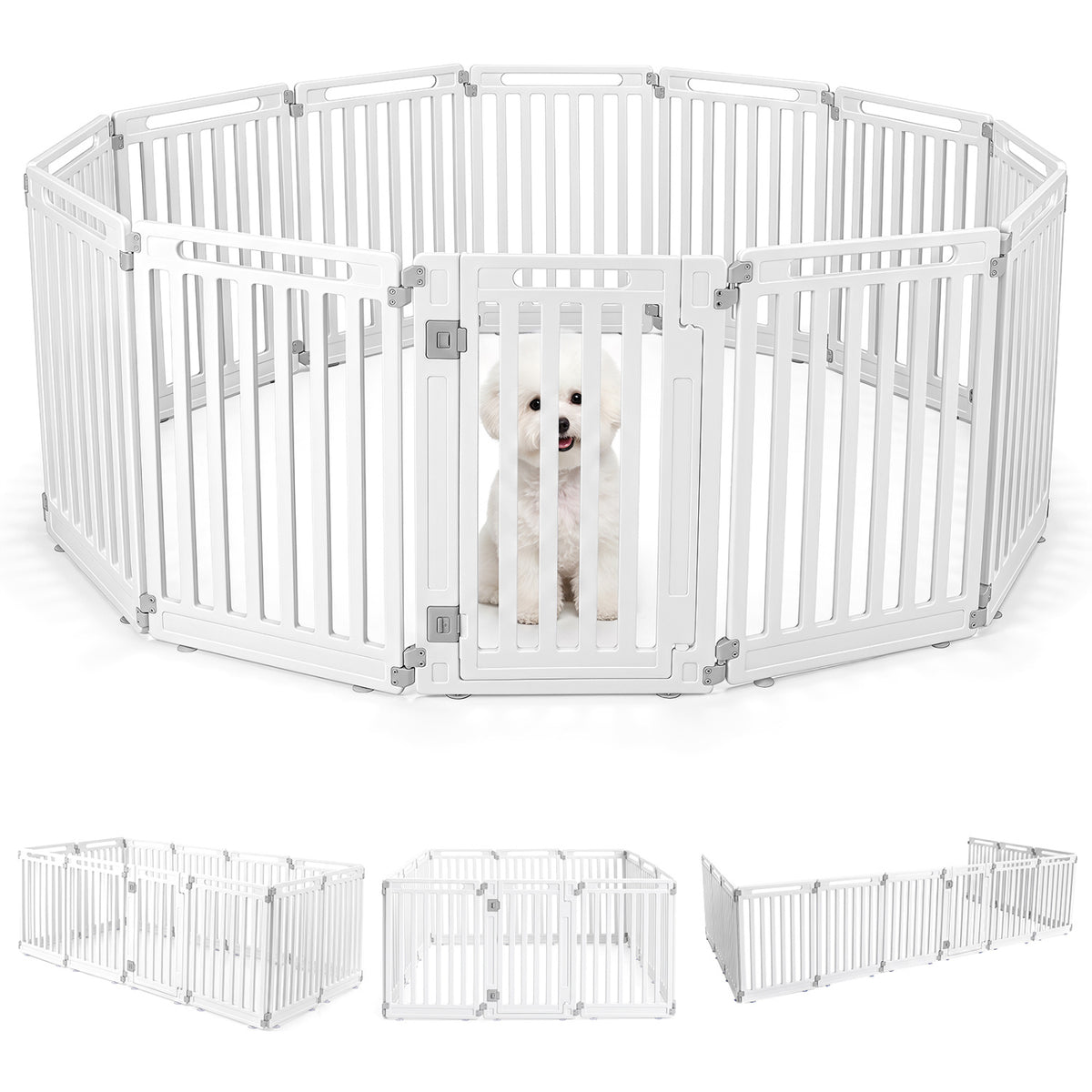 31.5 inches Height Indoor Outdoor Dog Playpen with 12 Panels-White