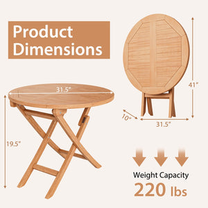 31.5 Inch Folding Patio Indonesia Teak Wood Round Coffee Table view 5