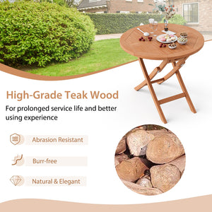 31.5 Inch Folding Patio Indonesia Teak Wood Round Coffee Table view 7
