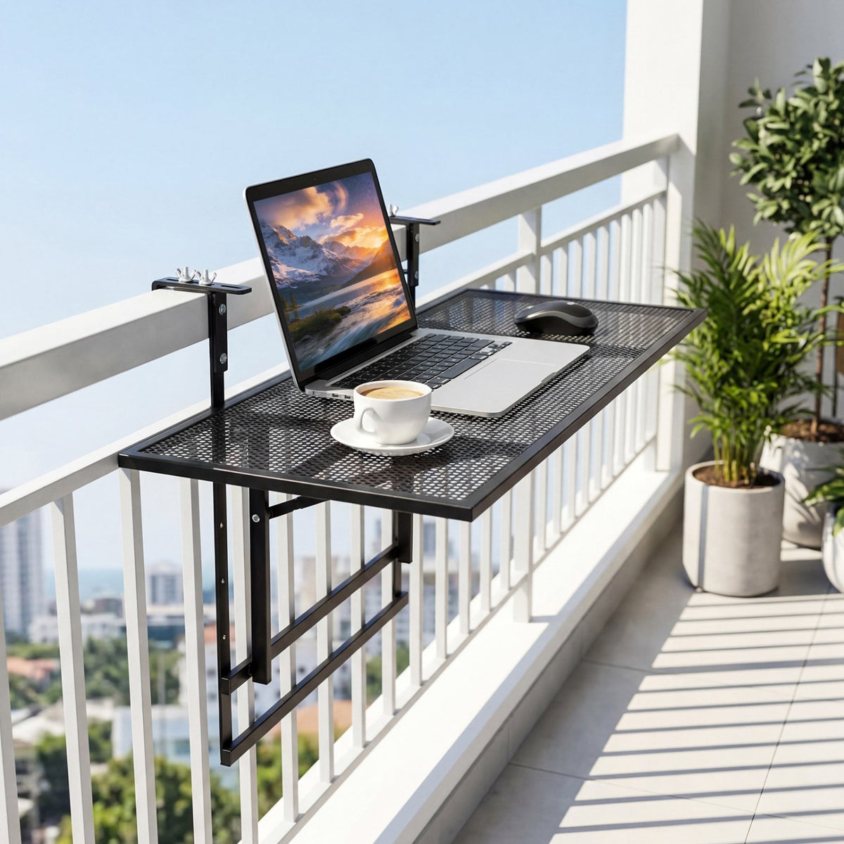 31.5 Inch Large Metal Folding Bar Table with 5-Position Adjustable Height view 2