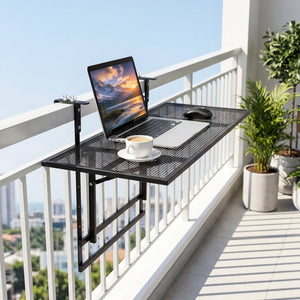 31.5 Inch Large Metal Folding Bar Table with 5-Position Adjustable Height view 2
