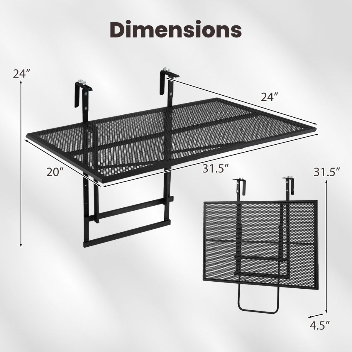 31.5 Inch Large Metal Folding Bar Table with 5-Position Adjustable Height view 5