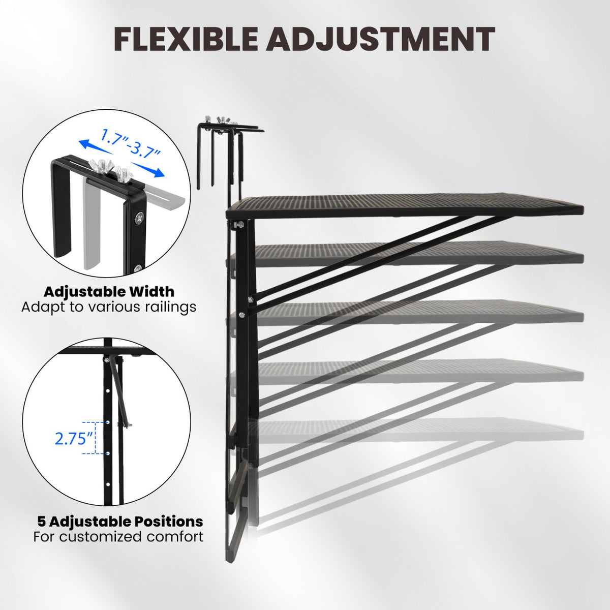31.5 Inch Large Metal Folding Bar Table with 5-Position Adjustable Height view 6
